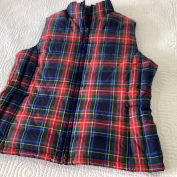 Talbots Womens Down Filled Puffer Vest Size L Gilet Multicolor Lined Plaid - Picture 12 of 13